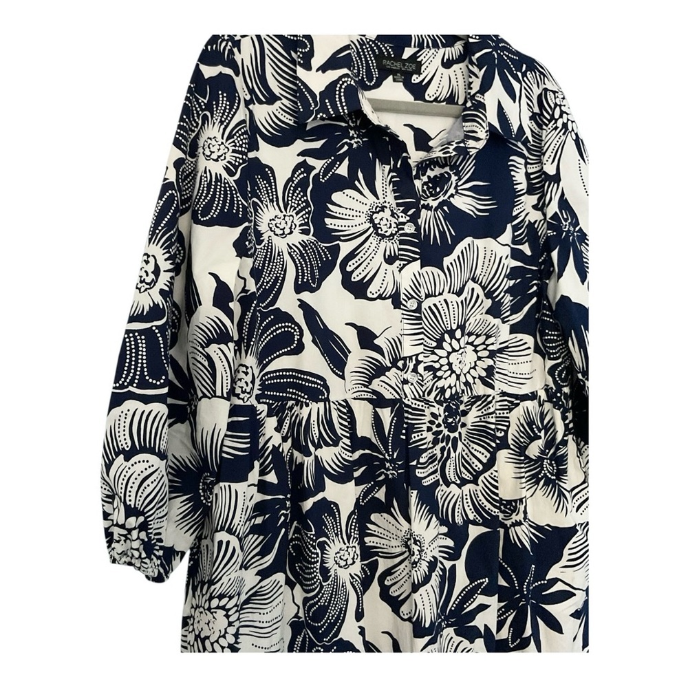 NWOT Rachel Zoe Los Angeles Navy Floral Popover Dress Size XL - Picture 3 of 6